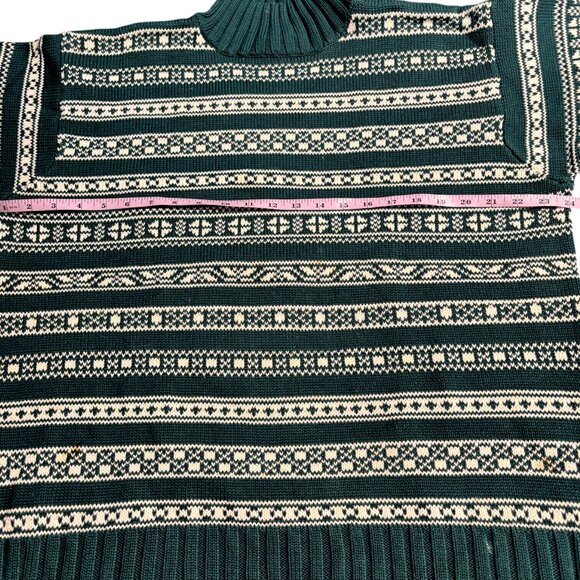 GAP vintage Y2K women's green/ white snowflake mock neck sweater sz L - Picture 8 of 11